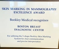 Skin Marking Excellence Award as given to Boston Breast Diagnostic Center