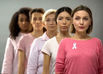 Breast Cancer Awareness - women lined up, different races