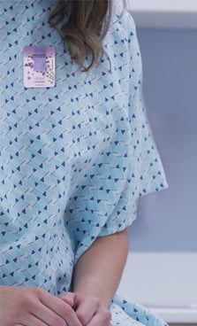 Elequil Aromatabs Lavender affixed to patient's gown