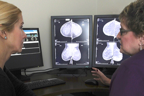radiologist reading mammography images